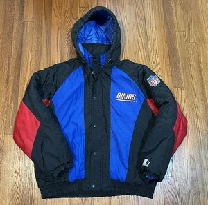 New York Giants Hooded Puffer Starter Jacket Size Large Authentic - Picture 1 of 11