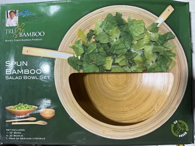 Tru Bamboo Spun Bamboo Salad Bowl Set 7 Pieces - Image 1 of 2