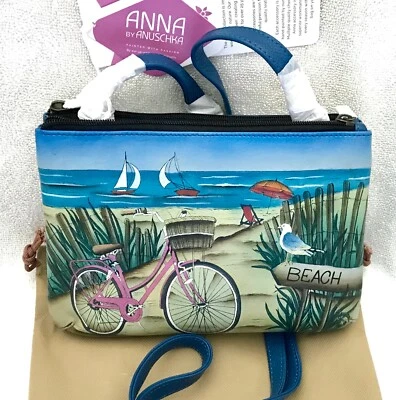 Bandolera Anuschka Anna NUEVA CON ETIQUETAS⛱️Doble Top Doble Compartimento-Día Playa 8479-BCD Foto 1 de 4