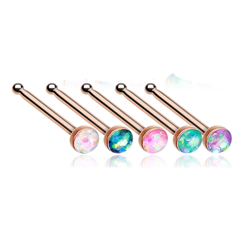 Розовое золото опал блестящий нос кости гвоздики кольцо черный розовый фиолетовый белый бирюзовый 20g 7 мм - Изображение 1 из 1