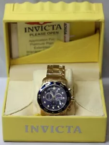 Invicta 0073 Pro Diver Chronograph 18k Gold-Plated Watch New in Box with Tags - Picture 1 of 8