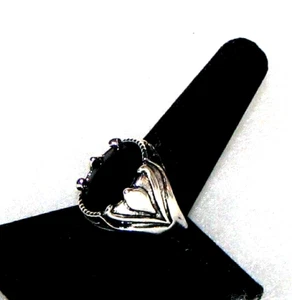 Herren schwarz 5k. Onyx Edelstein auf Edelstahlring, Größe 9,25 - Bild 1 von 5