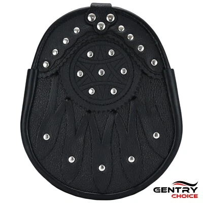 Highland Scottish Celtic Craft Stone Black Sporran Traditional Scotland Outfit - image 1 of 4