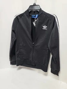 Adidas Sweatshirt Athletic Track Jacket Youth 13-14 Black Long Sleeve Full Zip - Picture 1 of 6