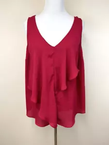 Tanque Torrid Plus Talla 0 XL Georgette Volantes Frontales Gasa Rosa Oscuro - Imagen 1 de 4