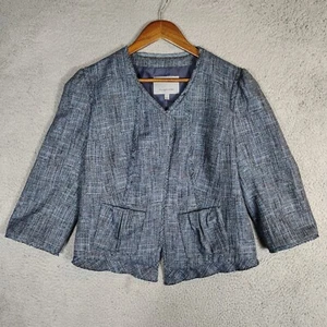 Classiques Entier Blazer Women's Large Heather Gray Lined Open Front Jacket Crop - Picture 1 of 14