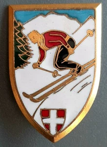 SAVOIE 1950s insigne ancien SKI MONTAGNE émail Arthus Bertrand ORIGINAL BADGE - Picture 1 of 2