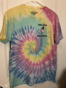 SAN DIEGO CALIFORNIA ICE CREAM BAR CUSTOM SWIRL TIE-DYE MENS SHIRT S/S LARGE LRG - Picture 1 of 3