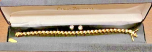 Cz Tenis Brazalete 2pc Set Pendientes Oro Amarillo 18kt Acero Quirúrgico Caja V - Imagen 1 de 3