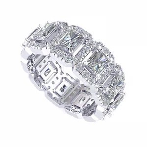 Natural 3ct Emerald & Round Diamond Custom Eternity Band Ring 950 Platinum - Picture 1 of 4