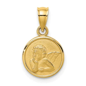 Avariah massiv 10k Gelbgold 10 mm graviert Engel Münze Charm - 15,35 mm - Bild 1 von 5