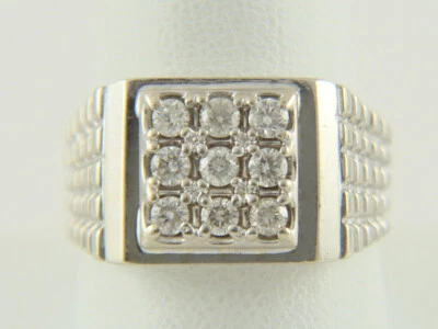 Anillo de diamantes naturales de oro blanco de 14 quilates de 0,58 quilates para hombre 11,0 gramos talla 11 Foto 1 de 4