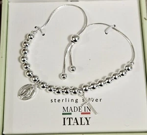 MIA FIORE MADE IN ITALY STERLING SILVER ADJUSTABLE SLIDE CROSS ANGEL BRACELET - Picture 1 of 4