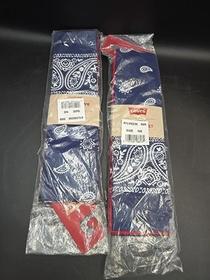 2 Levi's Unisex Adult 3 Piece 100% Cotton Bandana Set Blue Black Red New  - Image 1 of 2