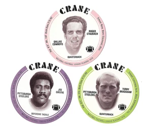(3) Lotto dischi calcio gru patatine fritte 1976! Bradshaw - Greene - Staubach! - Foto 1 di 2
