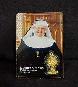 Biglietto commemorativo Madre Angelica EWTN con ciondolo ostensorio cattolico cristiano - Foto 1 di 6