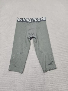 Nike Pro Leggings Boys Youth Small Gray Base Layer Cropped - Picture 1 of 7