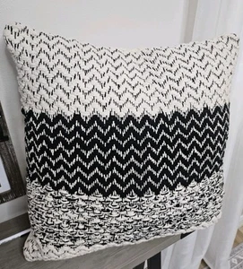 Large Couch PILLOW 22x21 Black Beige Modern - Picture 1 of 6