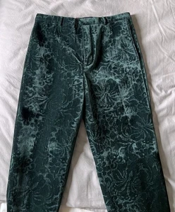 Pantalón Burberry Prorsum Hombre Terciopelo Barroco 30W 35L Terciopelo Floral Verde - Imagen 1 de 9