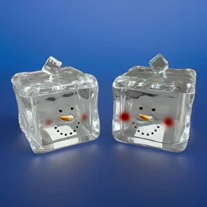 Vintage Department 56 Acryl Deckeldose Schneemann Eiswürfel Quadrat Schmuckschatulle - Lot 2 - Bild 1 von 13