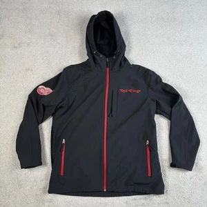Detroit Red Wings Jacket Mens Medium Black Red NHL Hockey Softshell Hooded Coat - Picture 1 of 11
