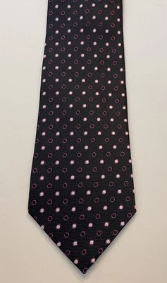 Corbata Versa negra rosa punto seda hecha a mano Foto 1 de 3