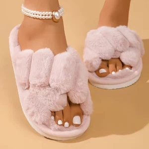 Chic Women's Fluffy Cross Slipper pink US shoes size 7.5-8 - Picture 1 of 2
