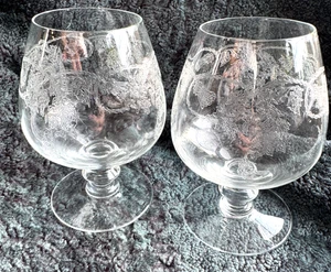 VTG Bohemia Cascade Thistle Crystal Brandy Snifter Cognac Glass Set Crystalex - Picture 1 of 14