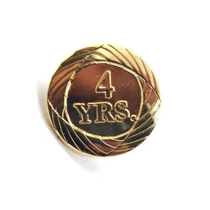 Gold Tone Four Years Service Pin Employee Recognition Work Anniversary Award - Picture 1 of 3