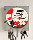 Drewniana deska na klucze 5 magnesów uchwyt na klucze z streetart, love bombs