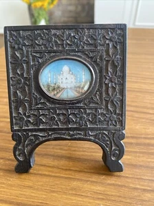 19th C. Anglo Indian Miniature Painting Hardwood Frame Taj Mahal Frame-10.5 X8.5 - Picture 1 of 9