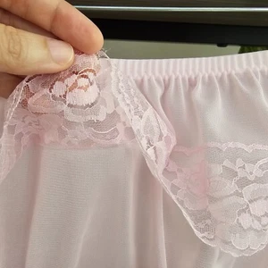 Braguita vintage de nailon transparente rosa maricón floral abuela talla Cadera 7/L 37-40" - Imagen 1 de 17