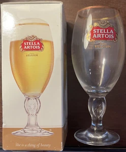 Stella Artois Belgien Bier, Stern Kelch Glas Goldrand Neu geöffnete Box - Bild 1 von 5