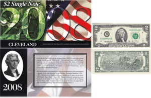 2003A $2 Bill 2008 BEP Portfolio Issue Cleveland District Serial #D20085426D - Picture 1 of 1