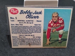 1962 POST CFL BOBBY JACK OLIVER MONTREAL ALOUETTES #5 USED - Picture 1 of 2