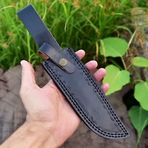 Black Leather Hand Crafted BELT Loop Knife SHEATH Holster FIX BLADE KNIFE Sheath - Picture 1 of 4