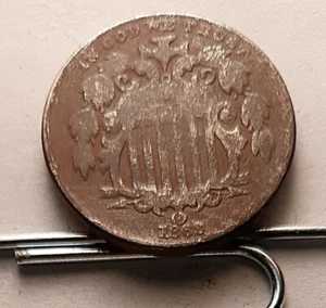 15)   1869 Shield Nickel (5c), F+. - Picture 1 of 2