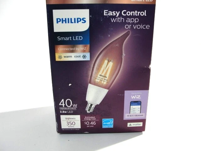 Philips 40w Equivalent 3.8BA11 Wi-Fi LED App or Voice Control Candela Light Bulb - Image 1 of 3