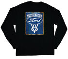 Langarm T-Shirt für Herren Ford V8 Blechschild Design T-Shirt Racing Mustang