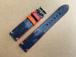 Black Stingray Watch Strap Band 16mm 18mm 19 20mm 21mm 22mm 23mm 24mm 26mm - Picture 1 of 9