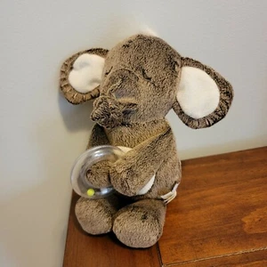 Manhattan Toy Baby Elephant Rattle Lovey Knot Chime Crinkle Ears Brown Plush T07 - Picture 1 of 4