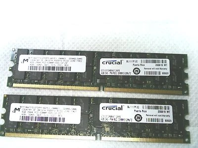 Lot 8GB 2x 4GB CRUCIAL MICRON MT36HTF51272PY-667E1 RAM 667MHZ ECC REG PC2-5300P - Image 1 of 4