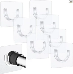 Adhesive Shower Curtain Rod Holder 8 Pcs Sticky Curtain Bracket Invisible Rod Re - Picture 1 of 6