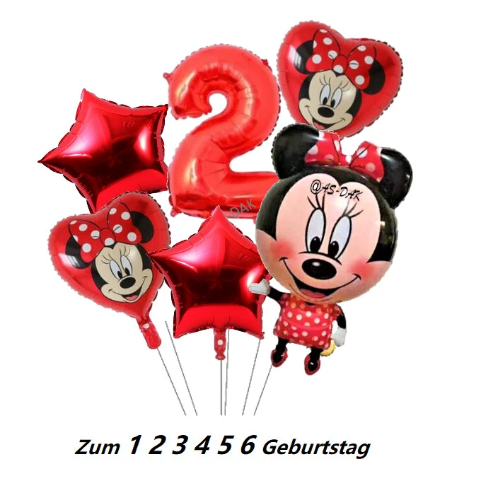 Minnie Mouse Maus Folienballon + Zahl Zum 1-6 Mädchen Geburtstag Girl Party Deko - Bild 1 von 1