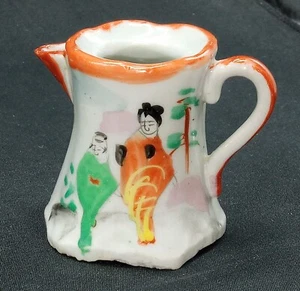 Miniature Pitcher Figurine Oriental Theme 2.5 in. Tall White - Picture 1 of 9