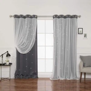 Best Home Fashion Grommet Blackout Curtain 52" W x 84" L Dark Grey (Set of 2) - Picture 1 of 7