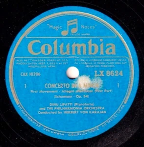 Lipatti; Karajan. Schumann (Piano concerto). Col LX 8624-7 (4). NM- - Picture 1 of 1