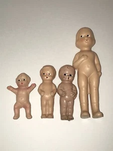 Lot of 4 Vintage Composition Dolls Frozen Charlotte- a 6”, Two 3 1/2” & a 3” - Picture 1 of 12