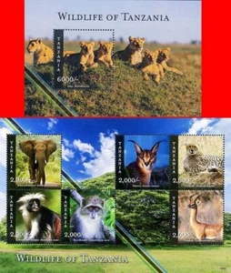👉TANZANIA 2015 ANIMALS S/S +M/S MNH ** ELEPHANT PRIMATES 💲FREE SHIPPING💲 - Picture 1 of 1