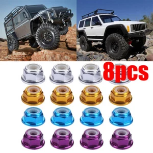 8Pcs 4mm Aluminum Wheel Lock Nuts for RC Model Car 1/10 Axial SCX10 Crawler USA - Picture 1 of 22